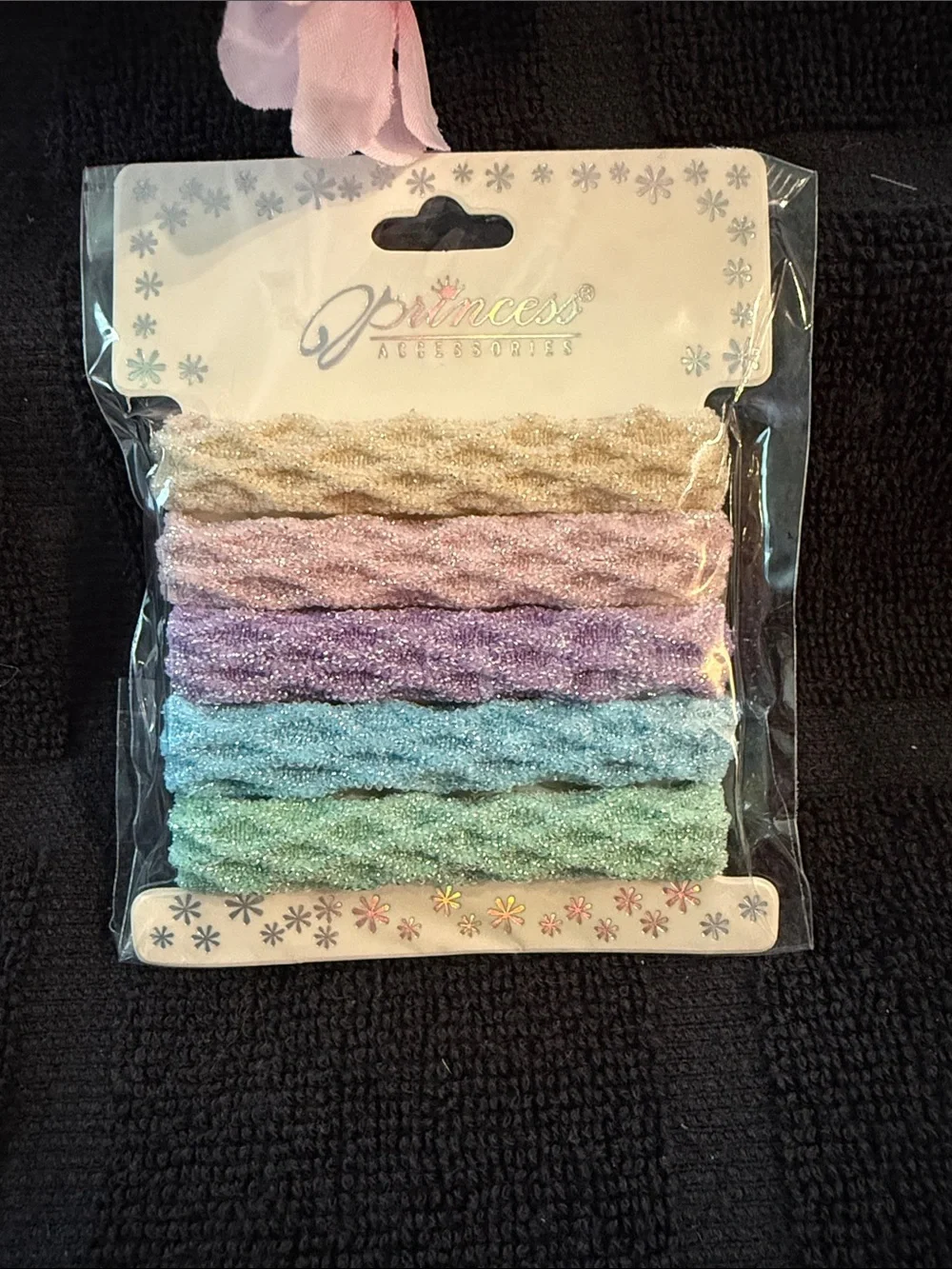 Princess Accessories Sparkle Elastic Hair Ties - Pastel Multi